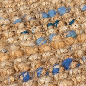 Синьо-естествена ръчно изработена ютена пътека 60x300 cm Jute Boucle Blue – Flair Rugs