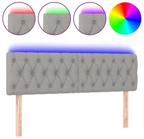 3121946 vidaXL LED горна табла за легло, светлосива, 144x7x78/88 см, плат