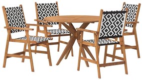 3283573 vidaXL Градински трапезен комплект от 5 части, акациево дърво масив