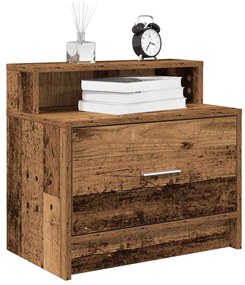 858682 vidaXL Нощно шкафче с чекмедже, старо дърво, 51x31x47 см