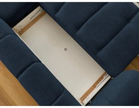 Тъмносин сгъваем/с място за съхранение ъглов диван (десен ъгъл) Fuji – Bobochic Paris