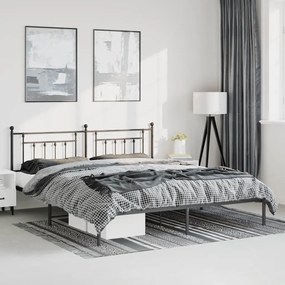 353542 vidaXL Метална рамка за легло с горна табла, черна, 183x213 см