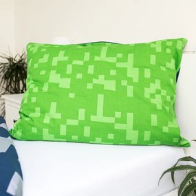 Зелено-синьо единично памучно детско спално бельо 140x200 cm Minecraft "Sssleep Tight" – Jerry Fabrics