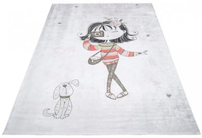 Детски килим за момичешка стая с дама и куче Ширина: 120 см | Дължина: 170 см