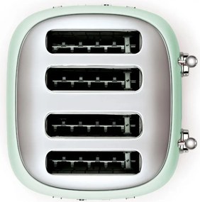 Тостер за хляб SMEG 50's Style TSF03PGEU, 2000W, 4 филии, 6 нива, Тавичка за трохи, Вграден кабел, Неръждаема стомана, Зелен