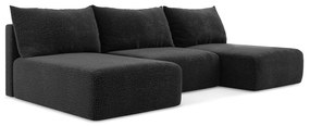 Черен разтегателен ъглов диван с място за съхранение Kalena – Makamii