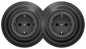 Kliklap - Двойна ретро битова SCHUKO розетка с рамка 230V антрацит