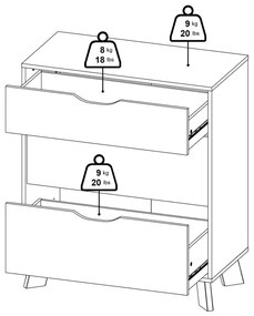 Скрин от дъбов декор в бял и естествен цвят 79x92x40 cm Ikast – Tvilum