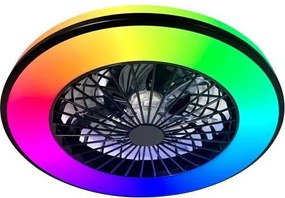 LED RGBW димируем таванен осветител с вентилатор VENTELUX LED/48W/230V черен + дистанционно управление