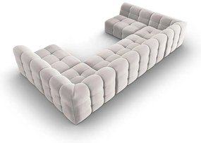 Ъглов диван от светлосиво кадифе (U-образен) Kendal - Micadoni Home