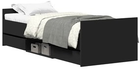 3203818 vidaXL Рамка за легло с горна и долна табла, черна, 75x190 см