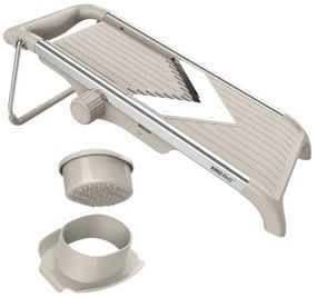 Ренде за зеленчуци Kinghoff KH 2006, Регулируема дебелина, V-образни остриета, Жулиен 5 мм, Бежов/Сив