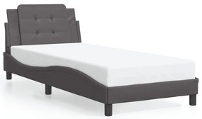 3208159 vidaXL Рамка за легло без матрак Zadar, сива, 90x200 см, изкуствена кожа