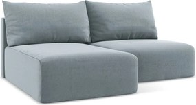 Син кадифен сгъваем/с място за съхранение ъглов диван (ляв ъгъл) Kalena – Makamii
