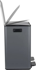 Тъмносиво стоманено кошче за боклук 2x20 l за рециклиране с педал Aliya – Spirella