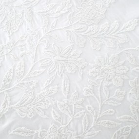 Бяло единично памучно спално бельо 135x200 cm Embroidery Floral – Bianca