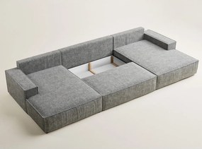 Сив шенилов сгъваем/с място за съхранение ъглов диван (U форма) Kyoto – Maison de Rêve