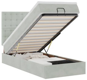 3313577 vidaXL Османска легло с матраци, светлосиво, 80x200 см, кадифе