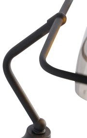 Класическа нотариална лампа черна с опушено огледално стъкло - Banker