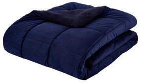 Тъмносиня ватирана покривка от микрофлийс за двойно легло 200x220 cm Cosy Cord - Catherine Lansfield