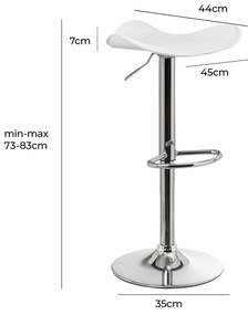 Бели тапицирани бар столове в комплект с регулируема височина 2 бр. (височина на седалката 73 cm) – Casa Selección