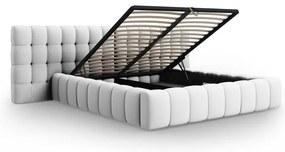 Светлосиво тапицирано двойно легло с място за съхранение с включена подматрачна рамка 160x200 cm Mamaia – Micadoni Home