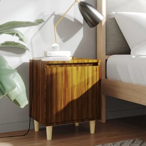 Sonata H Нощни шкафчета с крака масивно дърво 2 бр кафяв дъб 40x30x50 см