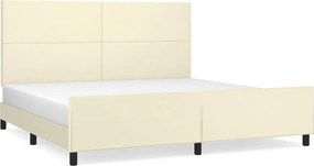 3125471 vidaXL Рамка за легло с табла, кремава, 200x200 см, изкуствена кожа