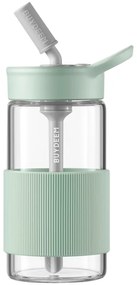 Преносима бутилка за напитки Buydeem CD1017-CG, 500 мл, Вградена сламка, Непропусклива, Термоустойчиво стъкло до 150°C, BPA free, Зелен