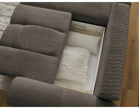 Кафяв сгъваем/с място за съхранение ъглов диван от прежда с примки от букле (ляв ъгъл) Roxelane – Bobochic Paris