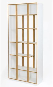Бяла етажерка за книги от дъб 90x210 cm Newbury - Woodman