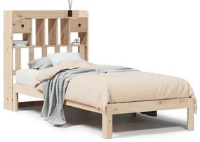 3322597 vidaXL Легло с рафтове за книги, без матрак, 100x200 см, бор масив