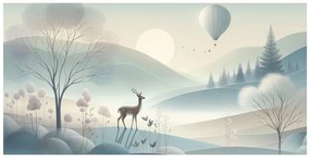 Картина на платно – Горски пейзаж с елен и планини