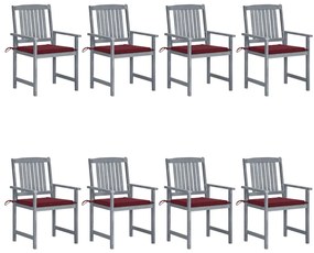 3078231 vidaXL Градински столове с възглавници, 8 бр, акация масив, сиви