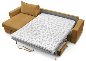 Жълт разтегателен ъглов диван от рипсено кадифе (променлив) Augustin – Bobochic Paris