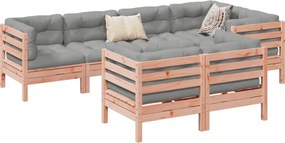 3299498 vidaXL Градински комплект с възглавници, 7 части, дугласка ела масив