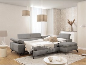 Светлосив шенилов ъглов диван (десен ъгъл L форма) Marbeya – Ropez