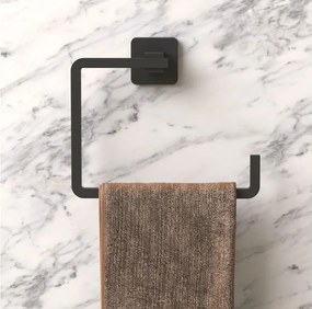 Закачалка за кърпа TEKNO TEL TR MG 335B, 19х14х6 см, Закрепване с дюбел, Матово черно