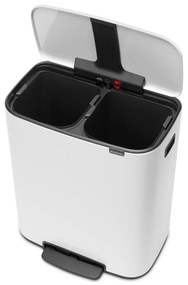 Бяло стоманено кошче за боклук за рециклиране с педал 60 l Bo – Brabantia