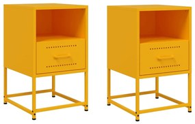 846561 vidaXL Нощни шкафчета 2 бр горчица жълто 36x39x60,5 см стомана