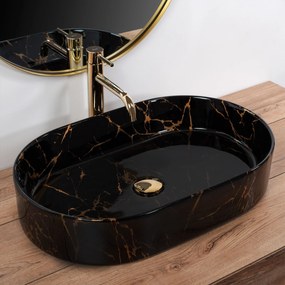 Умивалник за плот Rea Nadia Black Marble Shiny