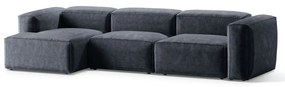 Сиво-син ъглов диван от рипсено кадифе (ляв ъгъл) Bergano – Cosmopolitan Design