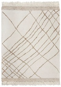 Кремав ръчно изработен килим със смес от вълна 200x300 cm Astera Linear – Flair Rugs