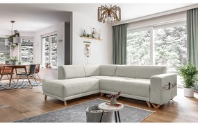 Бежов разтегателен/с място за съхранение ъглов диван (ляв ъгъл/L форма) Classy Sophie – Miuform