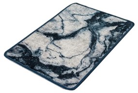 Синьо и бяло килимче за баня с мраморен мотив Мрамор, 60 x 40 cm - Foutastic