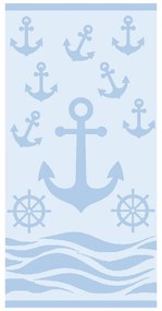 Светлосиня памучна плажна кърпа от тери 70x140 cm Anchor – B.E.S.