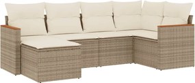3226177 vidaXL Градински диван с възглавници, 6 части, бежов полиратан