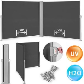 Двойна странична тента, екран 300 x 300 x 180 cm за тераса и балкон - сива