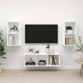 3079736 vidaXL Комплект ТВ шкафове от 3 части, бял, инженерно дърво