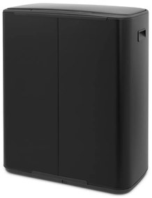 Матово-черно стоманено кошче за боклук за рециклиране с педал 60 l Bo – Brabantia